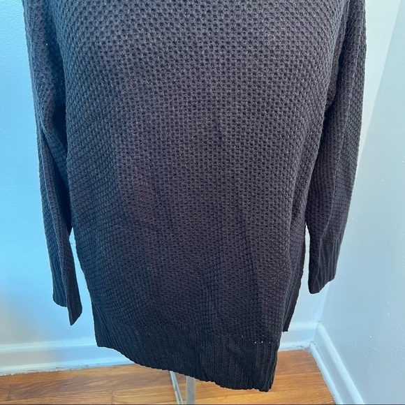 Sanctuary Waffle Knit Cowl Neck Black Sweater - Picture 4 of 11